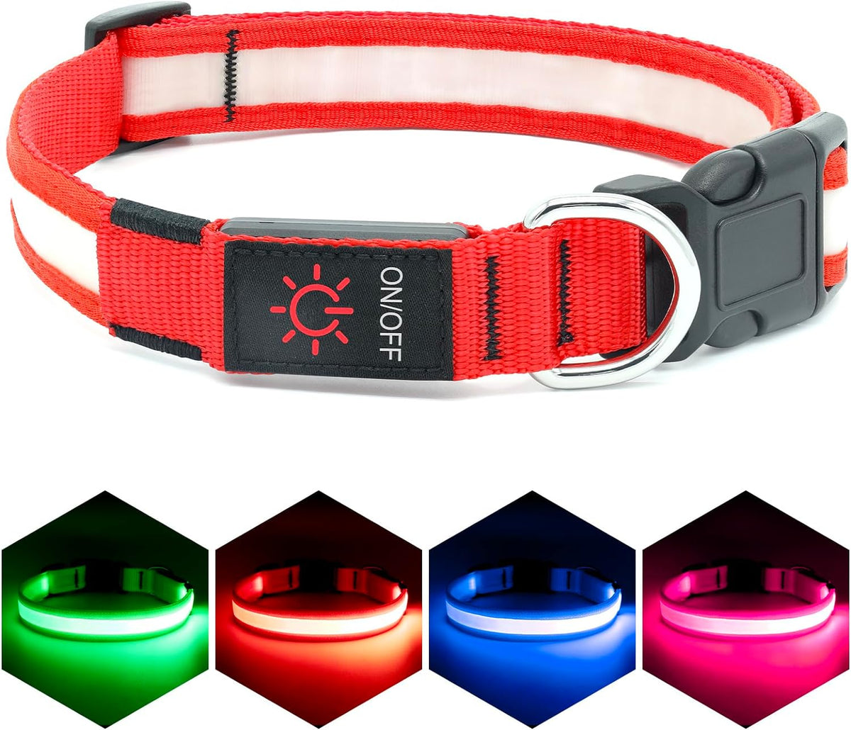 LED Dog Collar, Light up Dog Collar Adjustable USB Rechargeable... — image 1 — Pets Paradise Global Australia